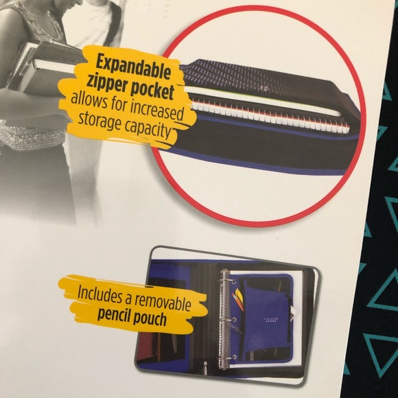 Mead Five Star 2” Zipper Binder Black Aqua - Picture 3 of 11